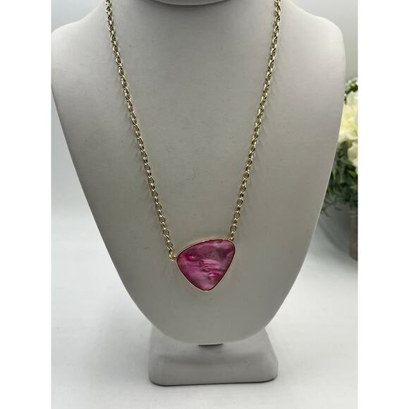Kendra Scott McKenna Blush Pink Abalone Mother Of Pearl Yellow Gold Necklace - Picture 2 of 13
